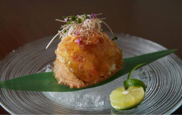 毛ガニの土佐酢ジュレがけ